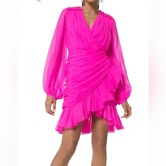 GIAMBATTISTA VALLI Wrap-effect ruffled silk-georgette mini dress - Picture 2 of 9